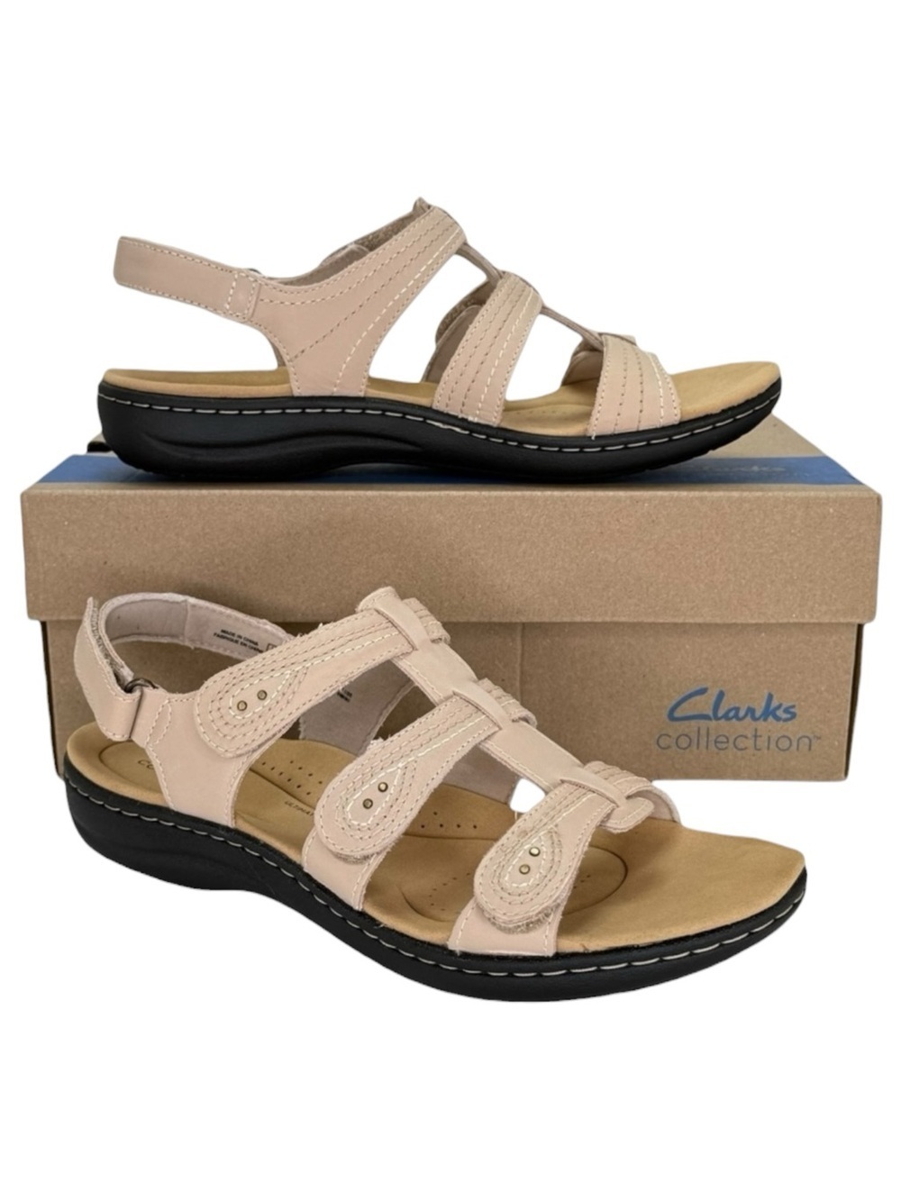 Clarks Laurieann Vine Tan Strappy Leather Womens Sandals Size 9.5M